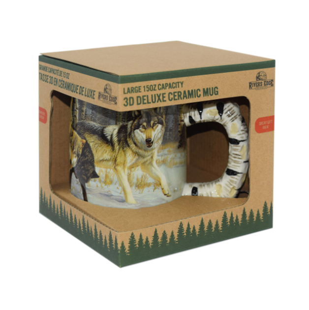 3d wolf mug and cup set Wolf Scene Large Capacity 3D Ceramic Mug
