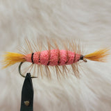 Salmon Bomber - Orange Tail, Orange Body with Brown Hackle