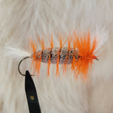 Salmon Bomber - Brown & White, Orange Hackle
