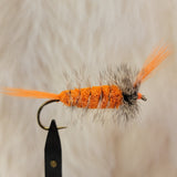 Salmon Bomber - Orange Body, Grizzly Hackle