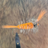 Salmon Bomber - Orange Body, Grizzly Hackle