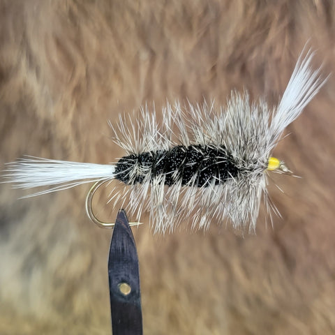 Salmon Bomber - Black Body, Grizzly Hackle