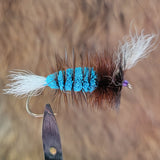 Salmon Bomber - Blue Body, Brown Hackle