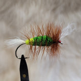 Salmon Bomber - Green Body, Brown Hackle