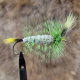 Salmon Bomber - Green Grizzly, Chartreuse Wing & Tail