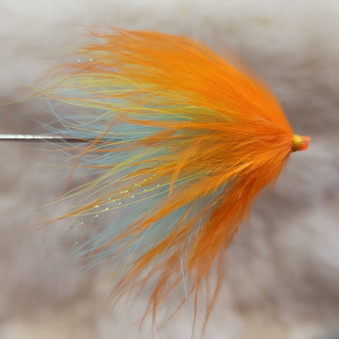 Marabou Tube Fly - Orange/Yellow/Blue