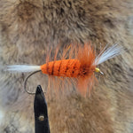 Salmon Bomber - Orange Body, Brown Hackle, White Tail/Wing