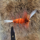 Salmon Bomber - Orange Body, Brown Hackle, White Tail/Wing