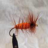 Salmon Bomber - Orange Body, Brown Hackle, White Tail/Wing