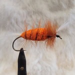 Salmon Bomber - Orange Body, Brown Hackle, White Tail/Wing