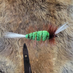 Salmon Bomber - Green Body, Brown Hackle