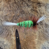 Salmon Bomber - Green Body, Brown Hackle
