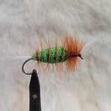 Salmon Bomber - Green Body, Brown Hackle