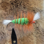 Salmon Bomber - Green Body, Brown Hackle