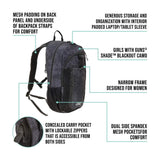 Girls With Guns Midnight Deluxe Backpack with Lockable Concealed Carry, Black/Shade Blackout Camo