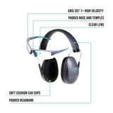 Girls With Guns Assure Protective Safety Glasses & Earmuffs Combo Set, Gray/Teal/Black