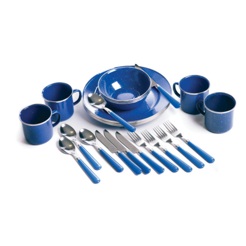 Deluxe 24-Piece Enamel Tableware Set