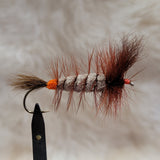 Salmon Bomber - Coachman Brown Hackle, Colored Butt