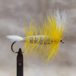 Salmon Bomber - Yellow Hackle, White Wing & Tail