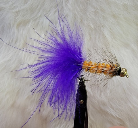 Woolly Bugger Orange Body Purple Tail
