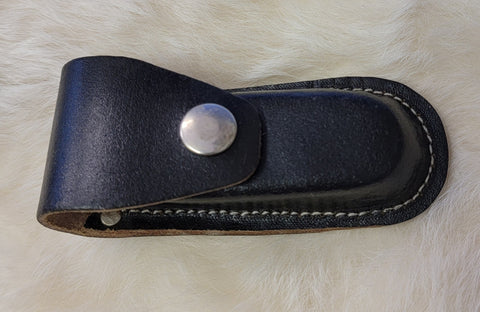 Black Leather Folding Knife Sheath 3"
