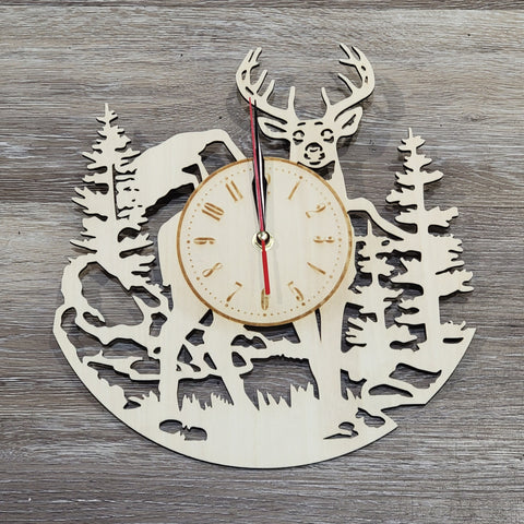 Wooden Deer Clock