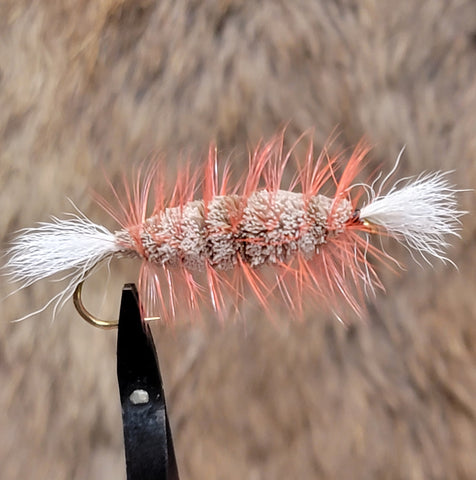 Salmon Bomber - White Tail, Natural Body with Orange Hackle