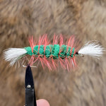 White Tail, Green Body, Orange Hackle Salmon Bomber