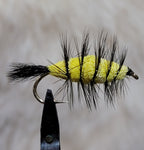 Black Tail, Yellow Body, Black Hackle Salmon Bug